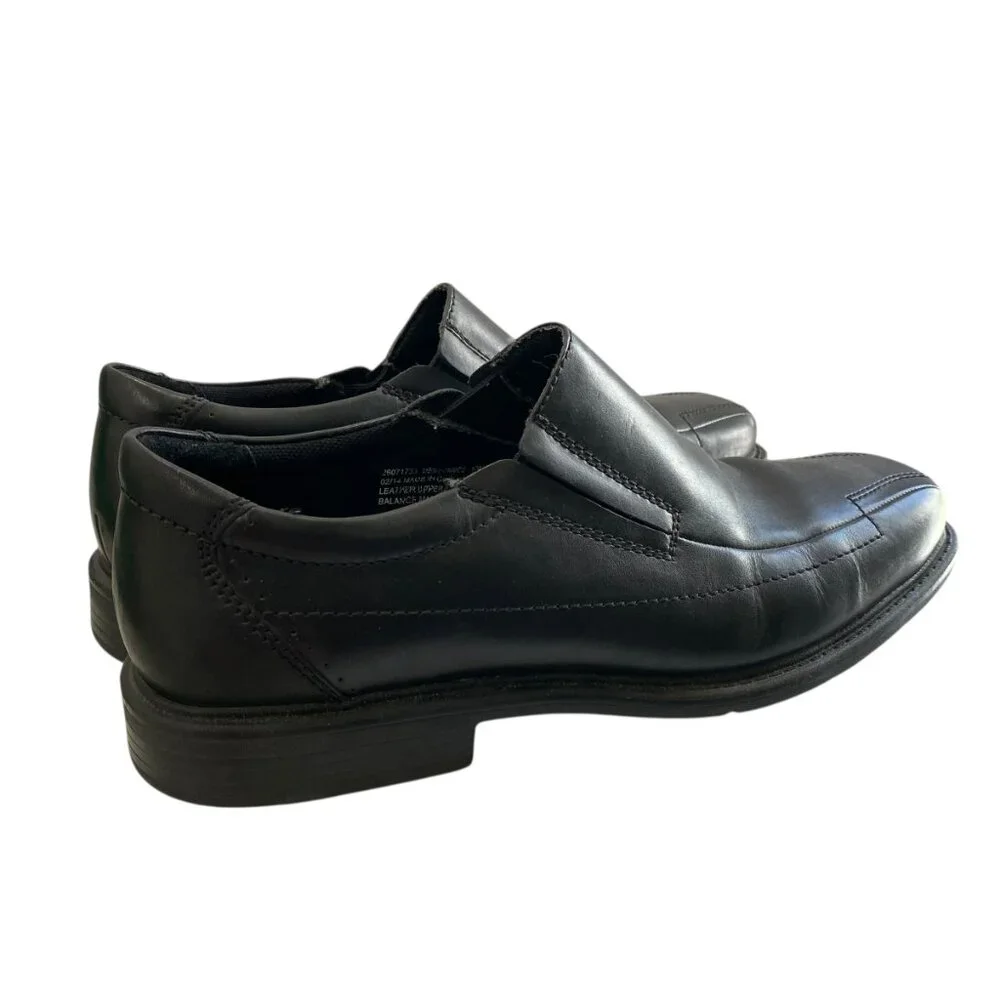 Clarks Leather England Deane Square Toe Loafer Mens 10M Black Office Career Work
